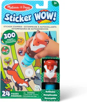 Melissa & Doug Sticker Wow!™ 24-Page Activity Pad and Sticker Stamper, 300 Stickers, Arts and Crafts Fidget Toy Collectible Character – Fox