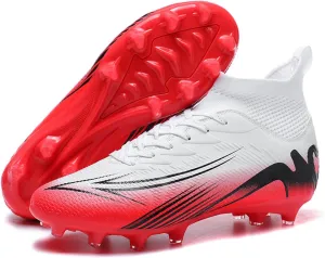 Men's High Top Soccer Shoes FG Long Spikes Adult Football Shoes Lightweight Professional Athletic Training