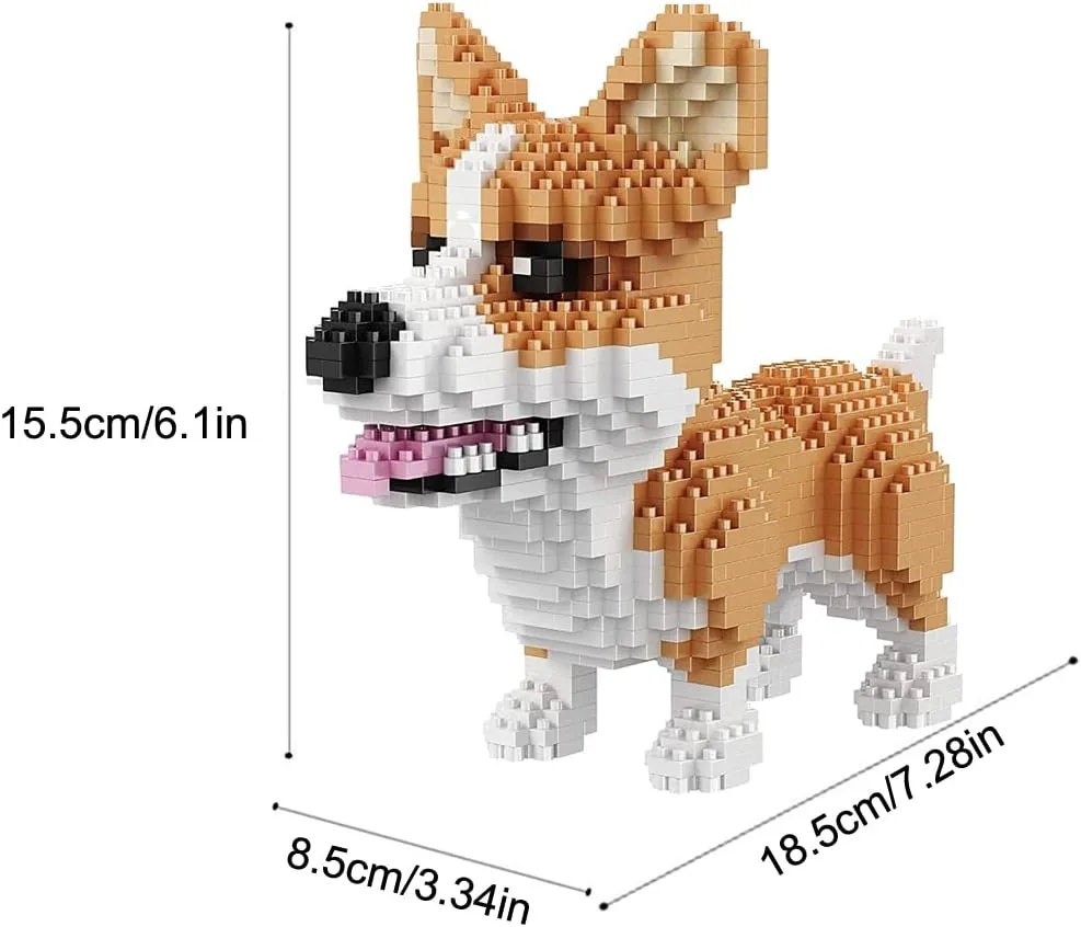 Mini Dog Building Blocks Pet Building Toy Bricks Micro Mini Blocks 3D Puzzle Building Blocks Set Toys Gifts for Kids or Adult (Corgi Dog Food 1380PCS)