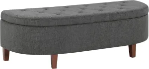 OSP Home Furnishings Jaycee 60 Inch Storage Bench with Soft-Close Hinge, Charcoal Fabric