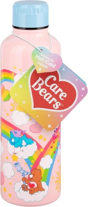 Paladone Care Bears Metal Water Bottle with Screw-Top Lid 600ml, Officially Licensed Cute Reusable Drinkware with Colourful Design for Travel, Sports, School and Office