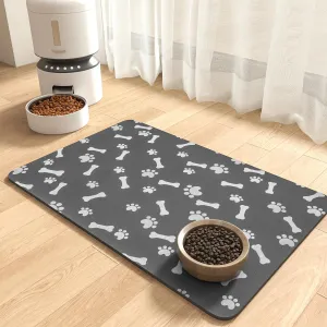 Pet Feeding Mat - Absorbent Food and Water Mat for Dogs - Quick Dry No Stains Placemat for Messy Drinkers - 23"X34" Dark Grey