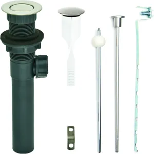 PF WaterWorks PF0324-BN-GR-NO Never Clog Sink/Lavatory, Gray ABS ClogFREE Universal Pop-Up Drain Assembly-Easy Remove Magnetic Stopper-Brushed Nickel (Grey Body Without Overflow)