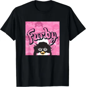 Pink & Black Retro Watercolor Surprise Furby Face T-Shirt
