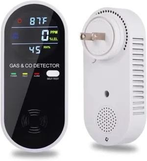 Plug in Natural Gas Detector ＆ Carbon Monoxide Detector LPG CO Methane Combustible Combination Gas Detector Plug and Play for RV Home Travel