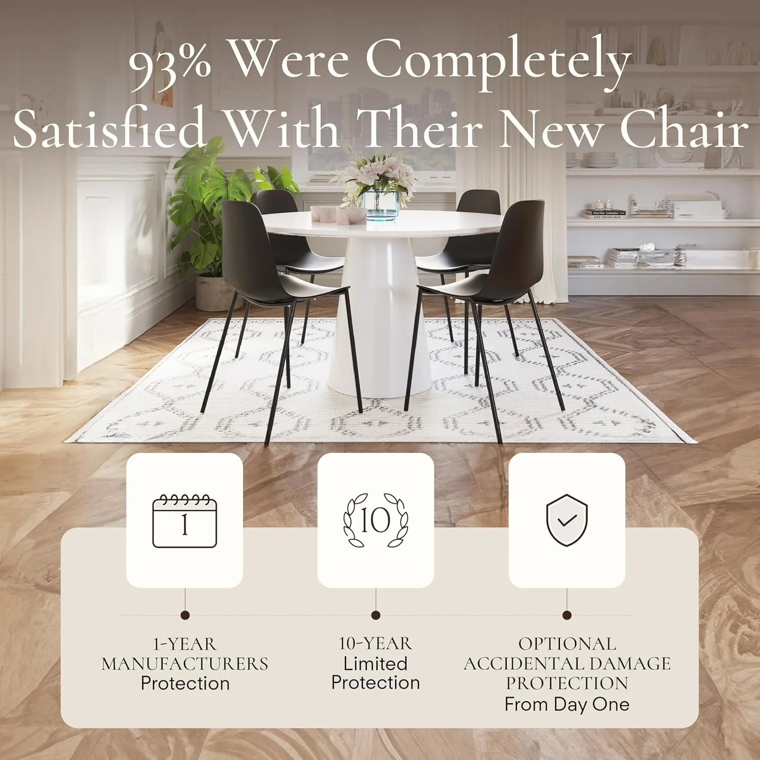 POLY & BARK Isla Modern Kitchen Chairs Set of 4 - Plastic Dining Chair with Metal Legs - Quick Assembly Simple Cafe Chairs Plastic for Indoor or Outdoor - White
