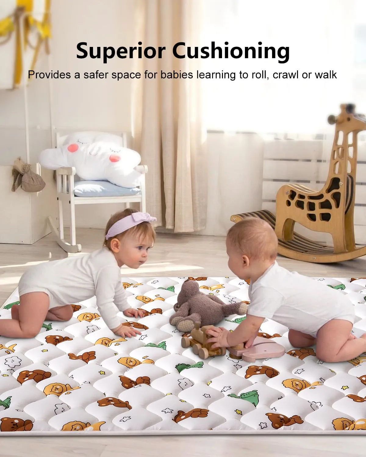 Premium Foam Baby Play Mat 79" X 71", Extra Large Soft Thicker Activity Playmats for Babies, Toddlers, Infants, Play & Tummy Time, Foldable & Machine Washable Baby Crawling Mat