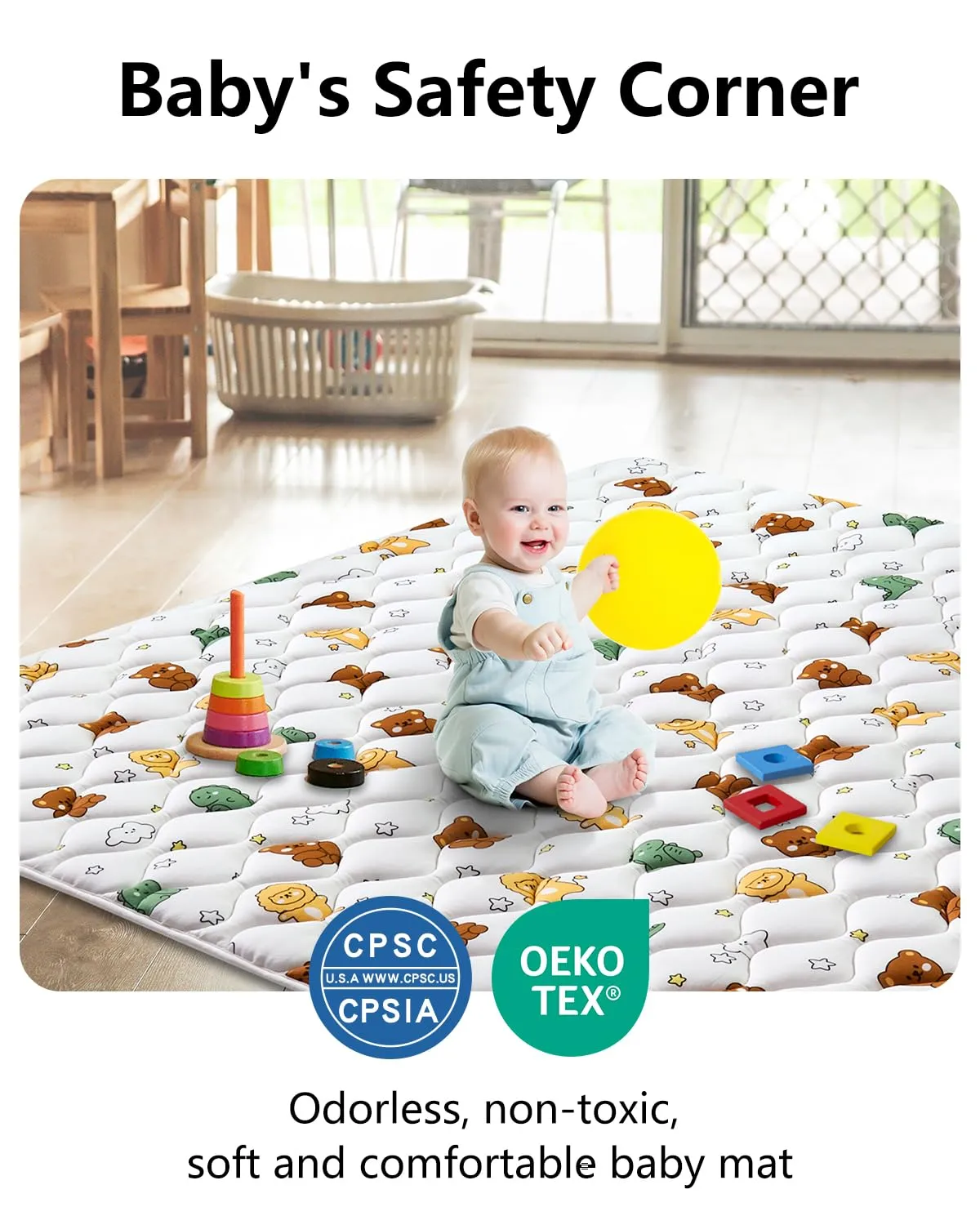 Premium Foam Baby Play Mat 79" X 71", Extra Large Soft Thicker Activity Playmats for Babies, Toddlers, Infants, Play & Tummy Time, Foldable & Machine Washable Baby Crawling Mat