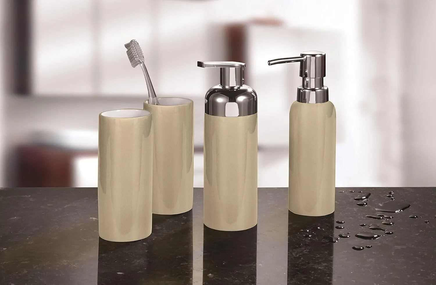 Pur Shiny Contemporary Stoneware Soap Dispenser (7.09''t X 1.97''w, White)