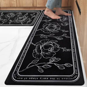 ROTTOGOON Kitchen Floor Mat Set of 2, Cushioned Anti Fatigue Kitchen Mat 17"x59" 17"x29", Non-Slip Waterproof Kitchen Rug, Premium PVC Comfort Kitchen Mats and Rugs for Kitchen, Office, Home, Laundry