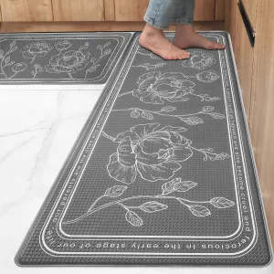 ROTTOGOON Kitchen Floor Mat Set of 2, Cushioned Anti Fatigue Kitchen Mat 17"x59" 17"x29", Non-Slip Waterproof Kitchen Rug, Premium PVC Comfort Kitchen Mats and Rugs for Kitchen, Office, Home, Laundry