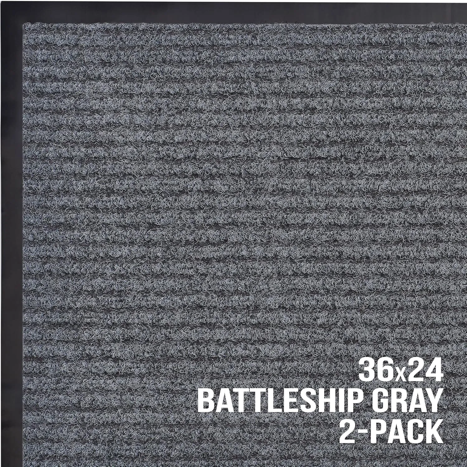 Sierra Concepts Front Door Mat Welcome Floor Mats - Entryway Indoor Outdoor Entrance Doormat, Patio, Porch, Muddy Shoe, Inside Outside Low Profile, Large 36x24 inches, 2-Pack Gray