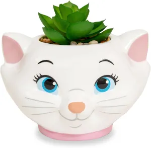 Silver Buffalo Disney The Aristocats Marie 4-Inch Ceramic Mini Planter with Artificial Succulent | Cute Small Flower Pot, Faux Indoor Plants