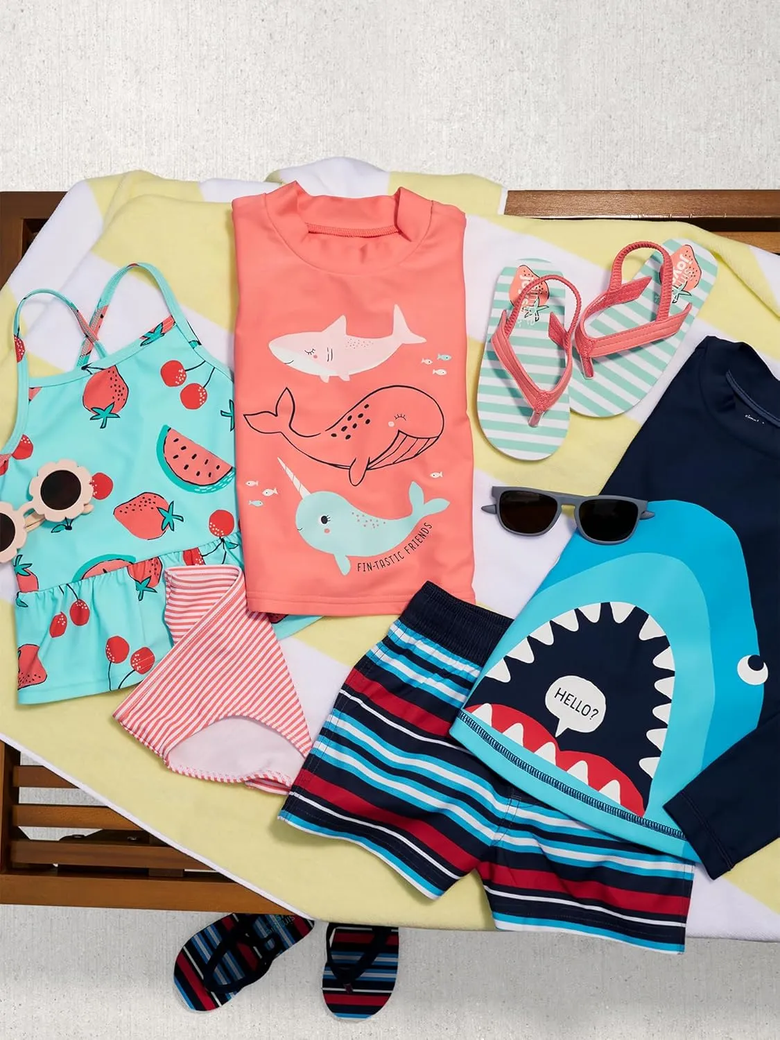 Simple Joys by Carter's Toddlers and Baby Boys' Swimsuit Trunk and Rashguard Set