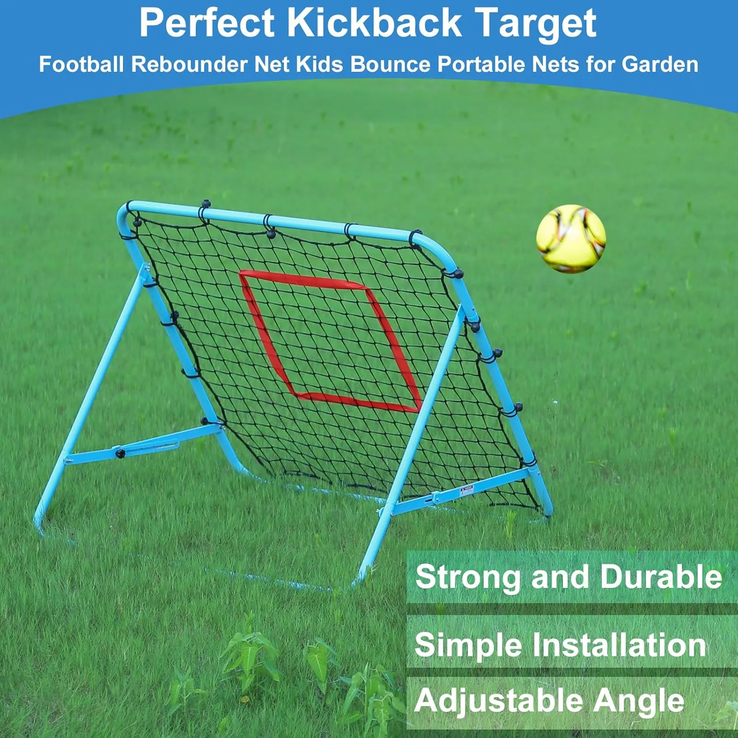 Soccer Rebounder 3.3x3.3FT/4.93×4.93FT Portable Soccer Net Thickened Tube Adjustable Angle for Lacrosse Softball Baseball Football Training, Easy Setup, Aids & Equipment for Kids Teens