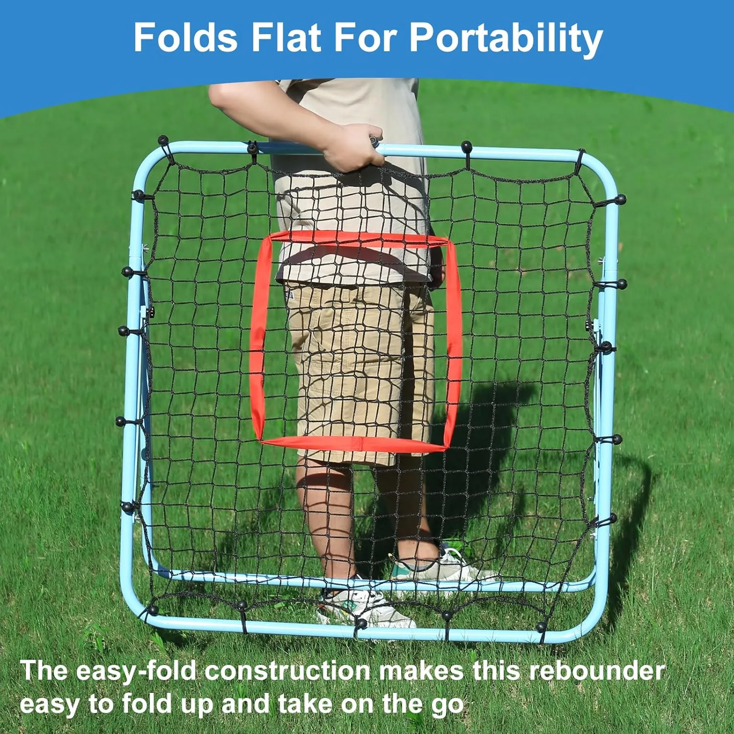 Soccer Rebounder 3.3x3.3FT/4.93×4.93FT Portable Soccer Net Thickened Tube Adjustable Angle for Lacrosse Softball Baseball Football Training, Easy Setup, Aids & Equipment for Kids Teens