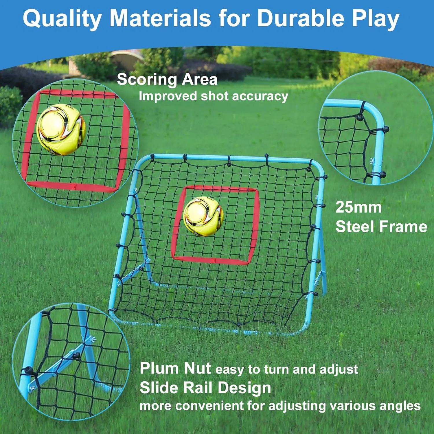 Soccer Rebounder 3.3x3.3FT/4.93×4.93FT Portable Soccer Net Thickened Tube Adjustable Angle for Lacrosse Softball Baseball Football Training, Easy Setup, Aids & Equipment for Kids Teens