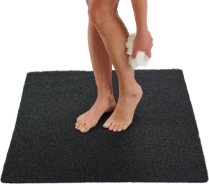 Square Shower Mat - Non Slip Extra Large 31x31 - Secure Anti Slip Loofah Shower Bath Mat (31x31 Black)
