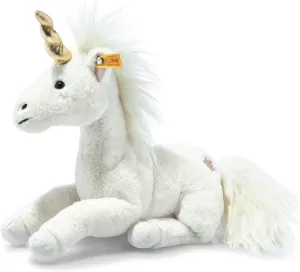 Steiff Unica Unicorn With Golden Horn and Embellishments - Premium Stuffed Animal, Sitting Plush Toy (White, 11")