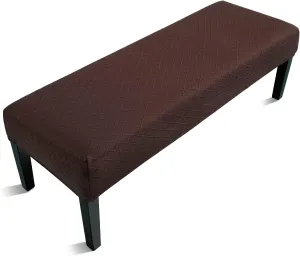 Stretch Jacquard Dining Bench Cover - Anti-Dust Removable Bench Slipcover Washable Seat Cushion Protector for Bedroom, Kitchen, Hotel, Banquet (Chocolate)