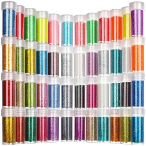 Teenitor 48 Color Glitter Set - Fine Glitter for Resin, Arts & Crafts, Festival & Cosmetic Use