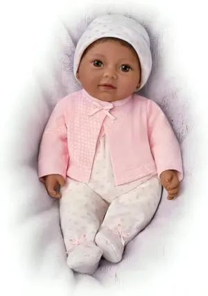 The Ashton-Drake Galleries Little Kiara Lifelike Realistic African American Black Baby Girl Doll with Hand Rooted Hair Fully Poseable Cuddly Bean Bag Body and Soft RealTouch® Vinyl Skin 10"-Inches