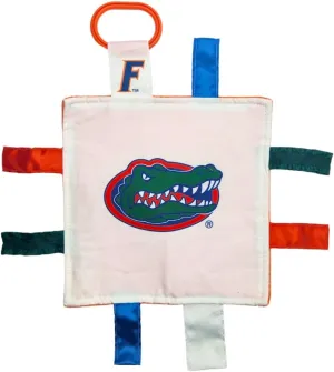 The Learning Lovey University of Florida Gators Baby Tag Toy - College Baby Sensory Crinkle Toys - Soft & Safe - Ideal Baby Stroller Toy - BPA Free w/Stroller Clip (8" x 8" Tag Toy)
