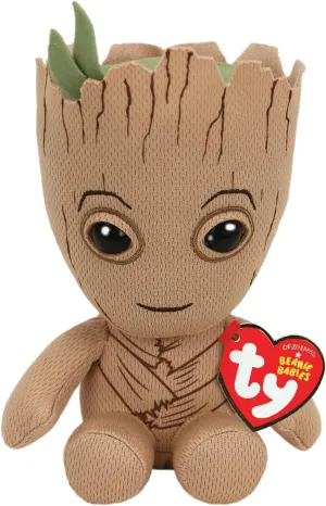 TY Marvel Avengers Groot Regular, Licensed Squishy Beanie Baby Soft Plush Toys, Collectible Cuddly Stuffed Teddy