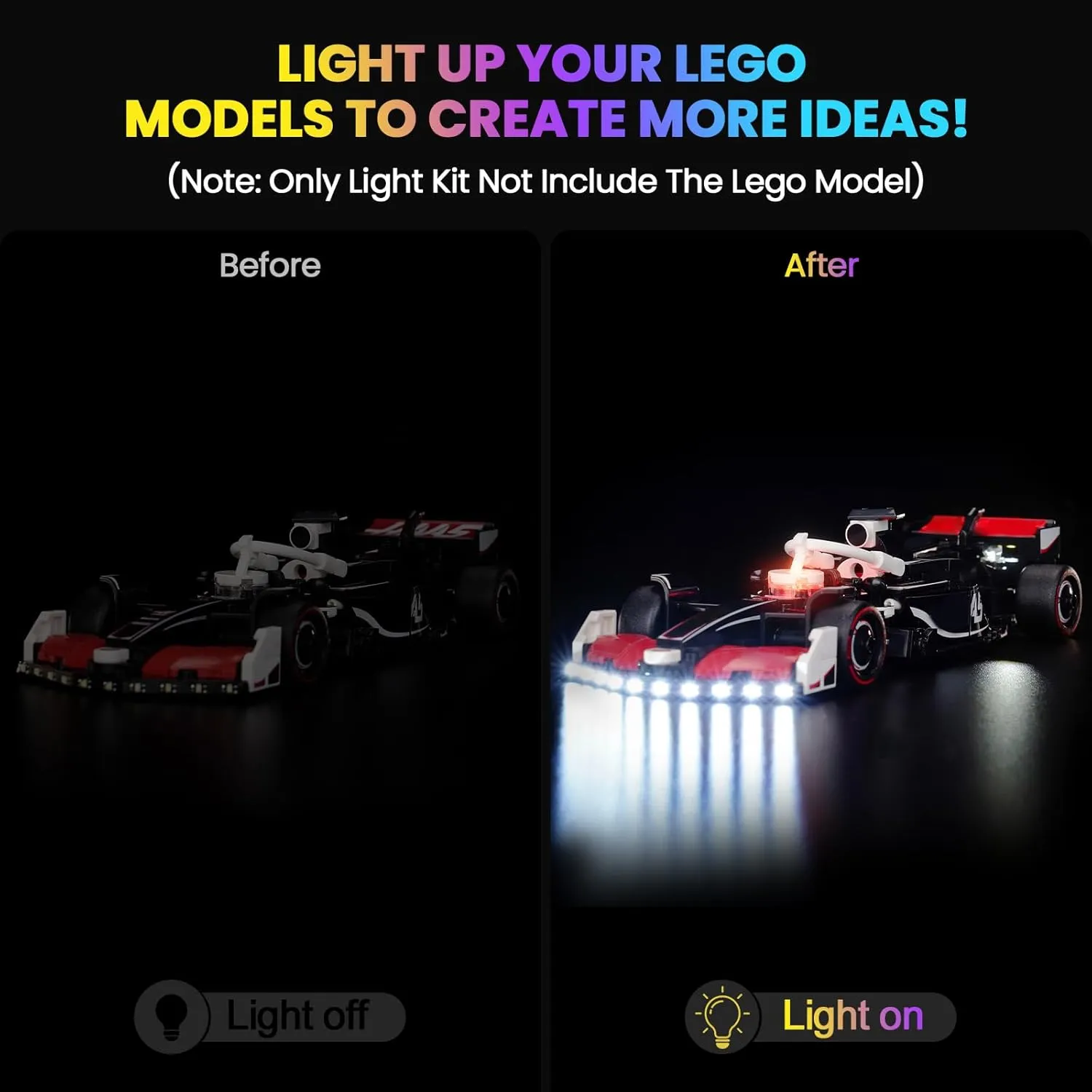 Upgraded Led Light Kit Compatible with Lego MoneyGram Haas F1 Team VF-24 Race Car Building Set, Lights Decoration Compatible with Lego 77250 (Model Not Included)