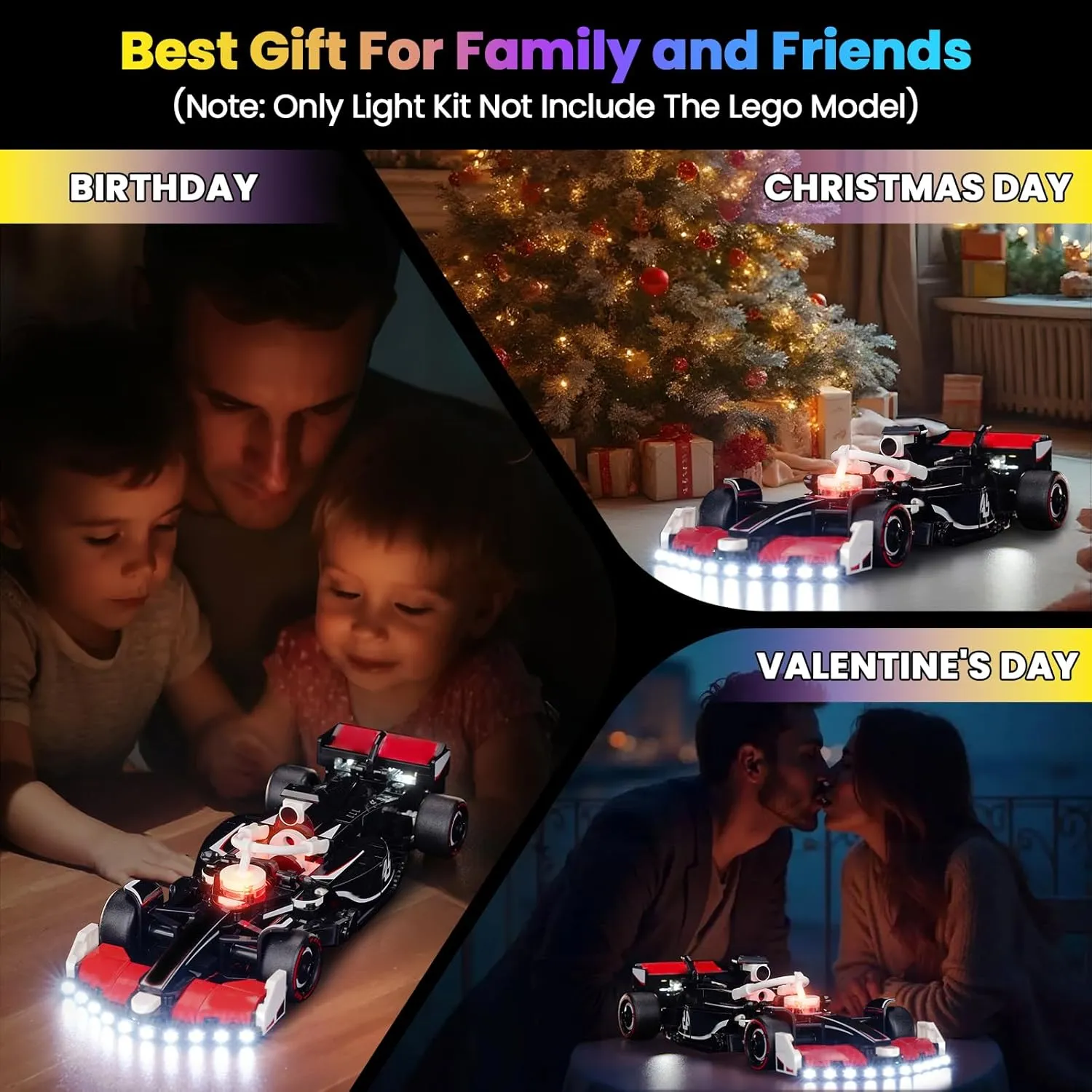 Upgraded Led Light Kit Compatible with Lego MoneyGram Haas F1 Team VF-24 Race Car Building Set, Lights Decoration Compatible with Lego 77250 (Model Not Included)