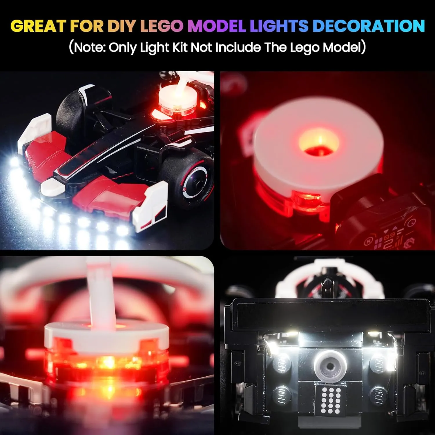 Upgraded Led Light Kit Compatible with Lego MoneyGram Haas F1 Team VF-24 Race Car Building Set, Lights Decoration Compatible with Lego 77250 (Model Not Included)
