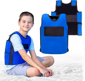 Weighted Vest for Kids Sensory Compression Vest Deep Pressure Comfort (Blue)