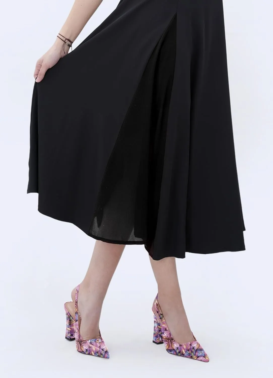 Women's Block high Heels Slingback, Pointed Closed Toe Ankle Strap Fashioned Patent Leather Pumps Shoes.