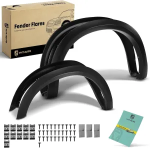 YHTAUTO OE Factory Style Fender Flares w/Hardware Kit Replacement for Dodge Ram 1500 2009-2018, Ram 1500 Classic 2019-2022, Shiny Black Wheel Flare Cover Protector, Set of 4, Front & Rear