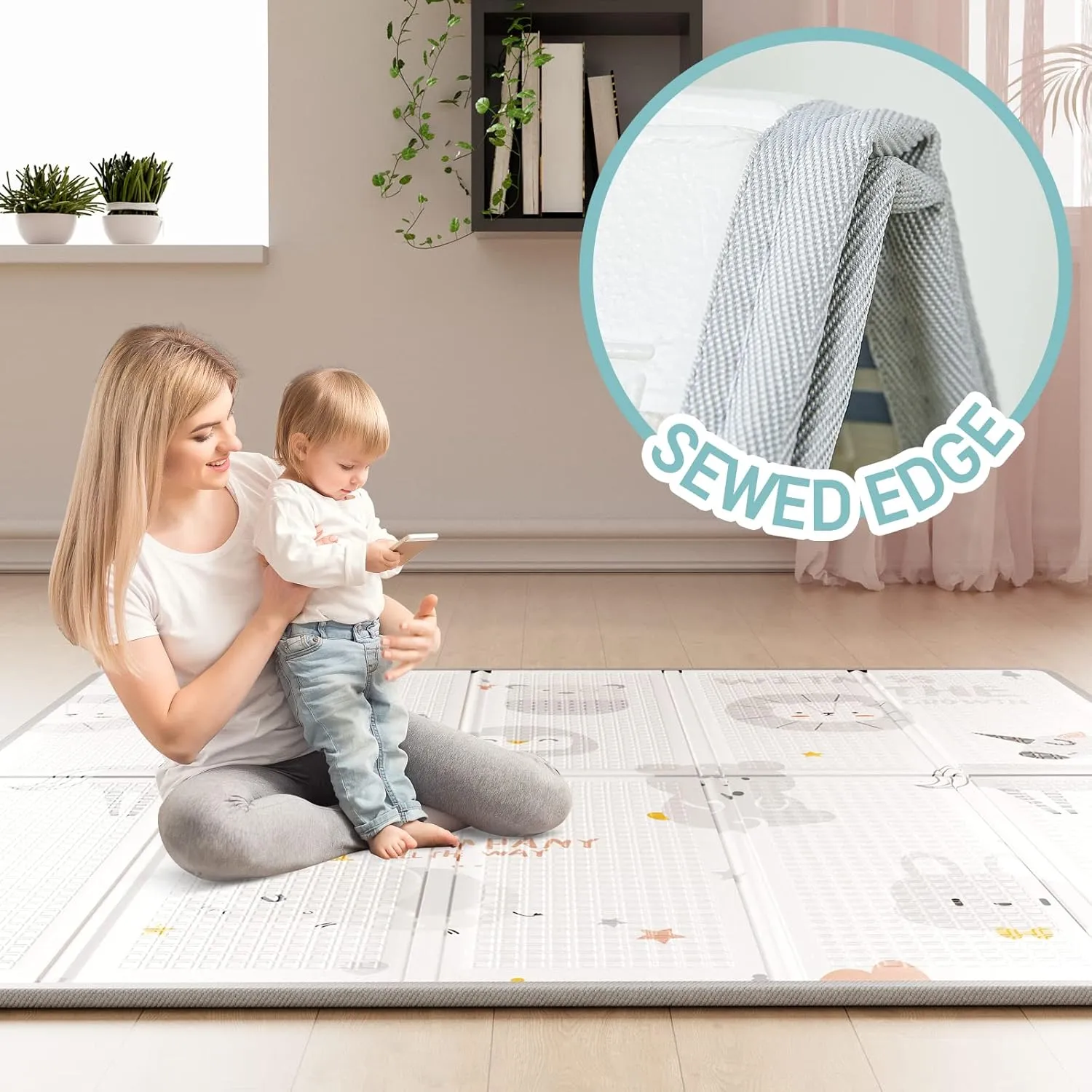 ZEEBABA Baby Playpen with Mat, 59x59 in Playpen for Babies and Toddlers, Play Pen for Kids, Play Yard for Infants with Gate